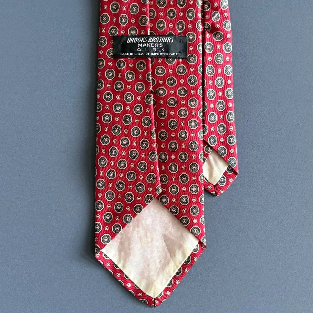 Two - Vintage Brooks Brothers Makers Silk Ties | Medallion Red Navy | USA
